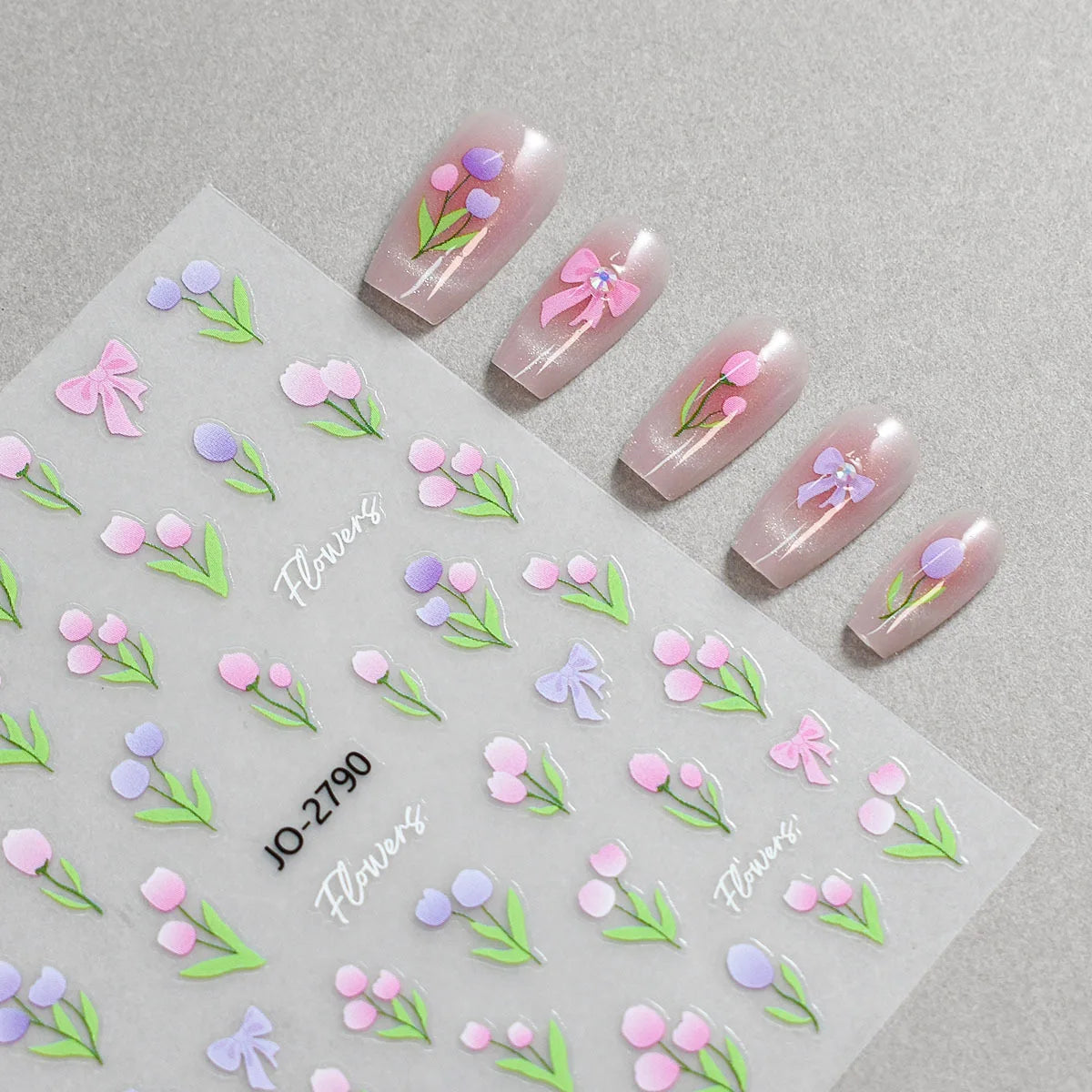3d Nail Art Decals Spring Booming Violets Lavenders Purple Blue Pink Flowers Butterflys Stickers Decoration For Nail Tips Beauty