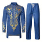 Muslim Robe Pattern Printing Black White Yellow Navy Blue Long-Sleeved Trousers The Traditional Dress of Arab Men 3D