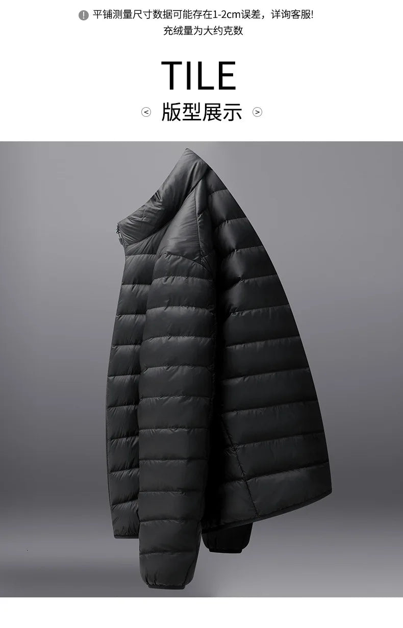 Men's Stand-Collar Hooded Lightweight Down Jacket for Winter - 90% Duck Down, Sporty, Warm & Versatile (Couple Style Available)
