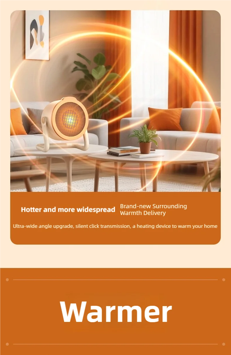 Portable desktop electric heater suitable for home and office use Mini fan heater suitable for desktop use and foot warmer
