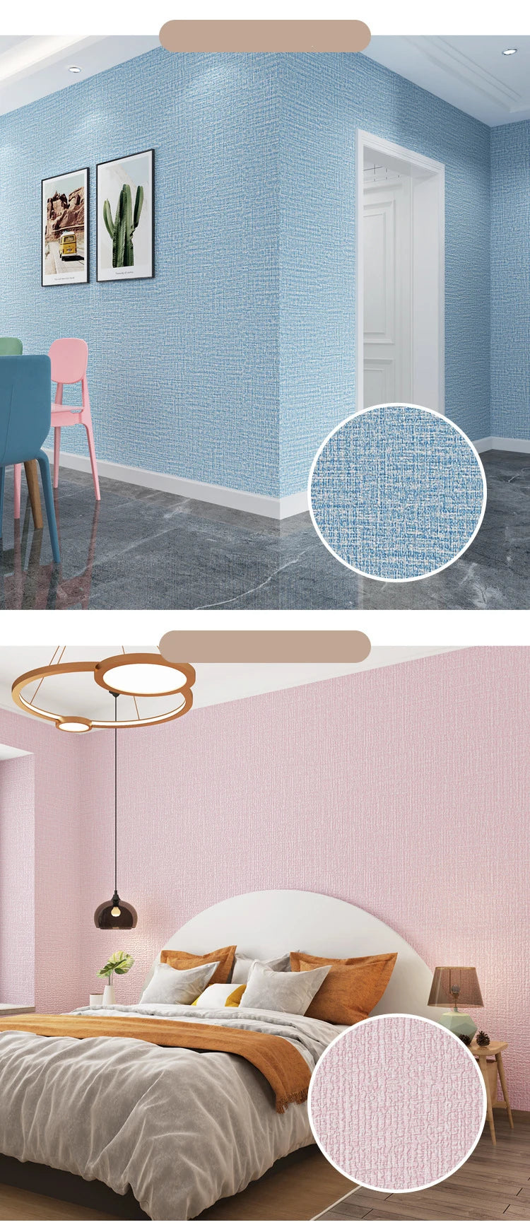 DIY Decoration Mold proof and Waterproof Modern Bedroom Self Adhesive Background Wall Home Wallpaper Cabinet Wallpaper