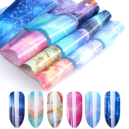 16Pc Holographic Nail Foil Set Starry Transfer 20*4cm Sticker Laser Flowers Leopard Mix Design Decal DIY Nail Art Decoration