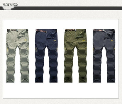 Longe Summer Quick Dry Hiking Pants Men Stretch Waterproof Tactical Pants Zipper Pockets Trousers Lightweight Fishing Pants
