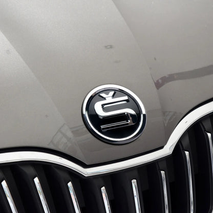 80/90/100mm Car Front Grille Hood Emblem Rear Trunk Badge Sticker For Skoda S Logo Octavia Fabia Superb Kamiq Kodiaq VRS Rapid