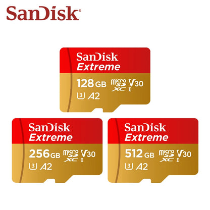 Sandisk Micro SD Card Extreme A2 A1 V30 SDXC Flash 32GB 64GB 128GB 256GB 512GB 1TB MicroSD Card 190MB/s TF Card for Phone Tablet