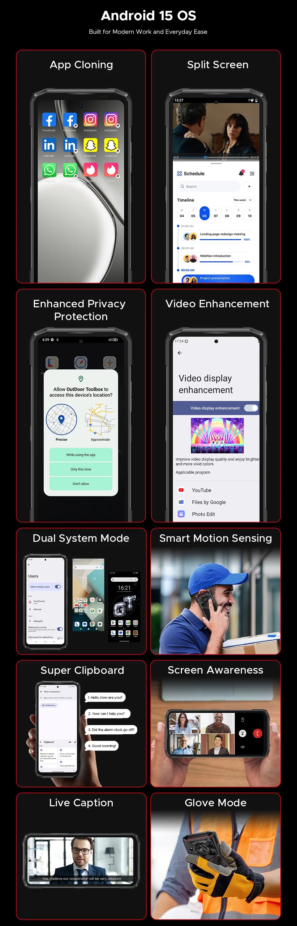 DOOGEE Blade20 Pro Rugged Phone 125dB Speaker Gemini AI 11800mAh Battery 6.6'' Display Android 15 Global Version Smartphone NFC