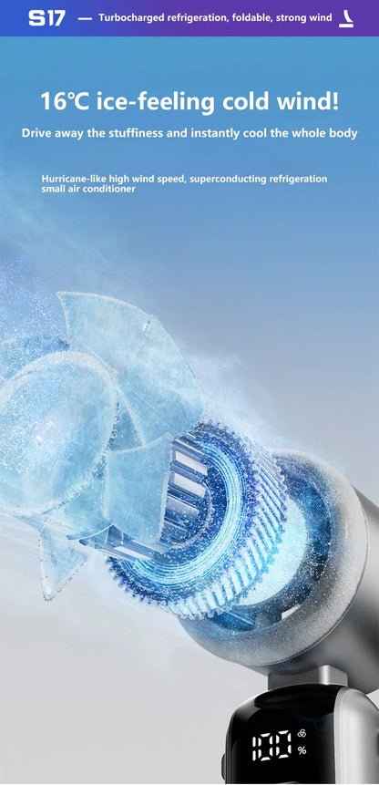 New Ice Cooling Handheld Fan 100 Speeds Turbo Portable USB Desk Fan Foldable/Hangable for Outdoor Fast Chill Ice Compress