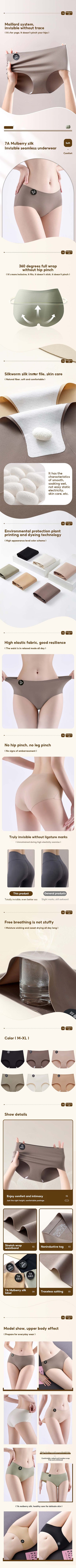 Falllsweet 4Pcs/Set Seamless Silk Briefs For Women Mulberry Silk Panties Comfortable Underpants Soft Lightweight Underwear M-2XL