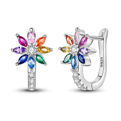 925 Sterling Silver Earrings Jewelry Hoop Flower Ear Studs Campanula Sparkling Pave Earring Wedding Gift For Women Anniversary