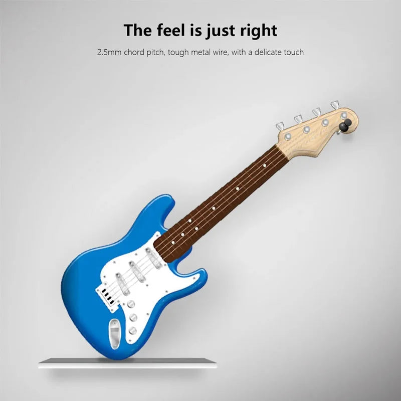 4-string Children Electric Guitar Toy with Music Light Beginner Electric Guitar Ukulele Children's Toy Musical Instrument Gift