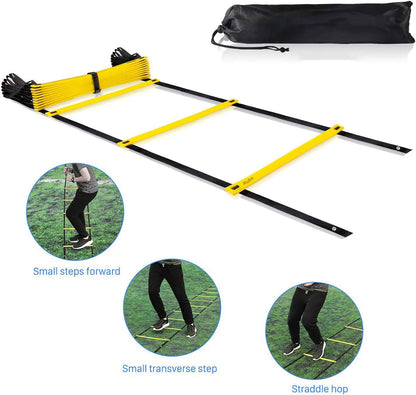 Agility treniruočių kopėčios vaikams, greičio lavinimo priemonė, futbolo ir koordinacijos lavinimo įrankis
