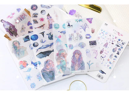 6pcs Leaf Flower Stickers Japanese Accessories for Kids Dessert Diary Decorating Pretty Stationery Feather Decoration Supplies
