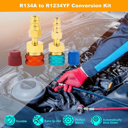 2PCS Air Conditioner Quick Connector R1234YF/R12 to R134A Quick Connectors Adapters Car Airconditioning Fitting Car Tools
