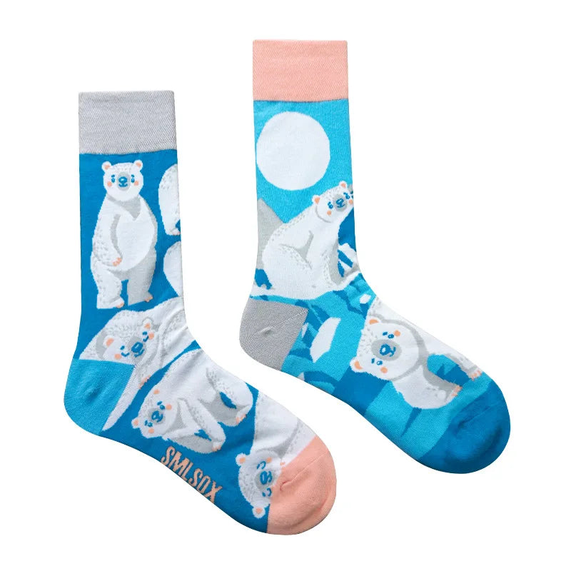 1 Pair Man Women Sock Original AB Tide Socks Colorful Cat Dog Koala Cow Cotton Socks Four Seasons Unisex Socks for Birthday Gift