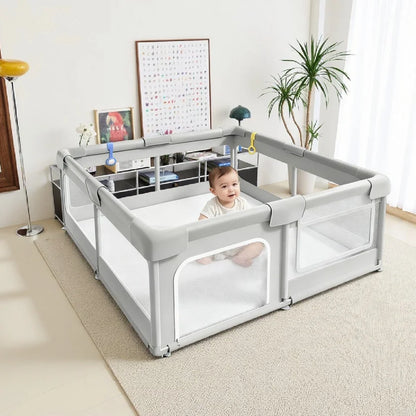 Baby Playpen - Portable Safety Play Yard  Use Foldable Design for Home Travel & Playtime Creates Secure Space for Toddlers