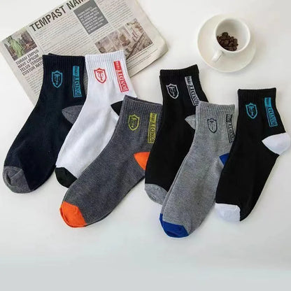 5/10 pairs Breathable Men's Basketball Crew Socks for Spring and Fall Sweat Absorption Deodorant Sports Stockings