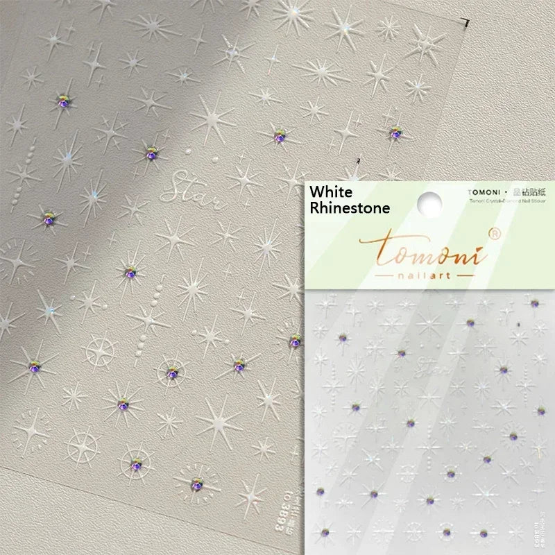 1 piece  5D silver nail stickers metal mini star nail art stickers high quality exquisite decals self-adhesive nail art stickers