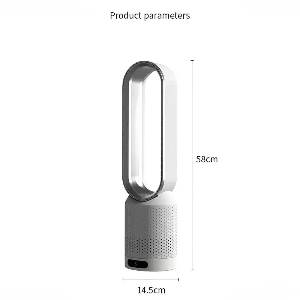 Smart Bladeless Fan with Remote Control 8 Wind Speeds Intelligent Timing 90° Oscillation Quiet Air Cooler for Home Bedroom
