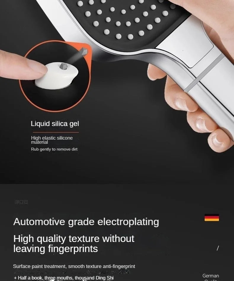 13CM Large Panel Shower 3 Modes Shower Head High Pressure Water Massage Shower Head Set with Cartridge Bathroom Accessories