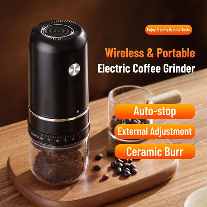 Portable Rechargeable Electric Coffee Grinder, External Adjustable Grind Mill for Espresso & Hand Pour Coffee