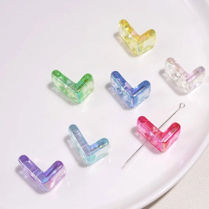10pcs New Acrylic Iridescent Beads DIY Keychain Mixed Color Letter Beads Bag Charm Phone Chain Jewelry Making Beads Gifts Giving