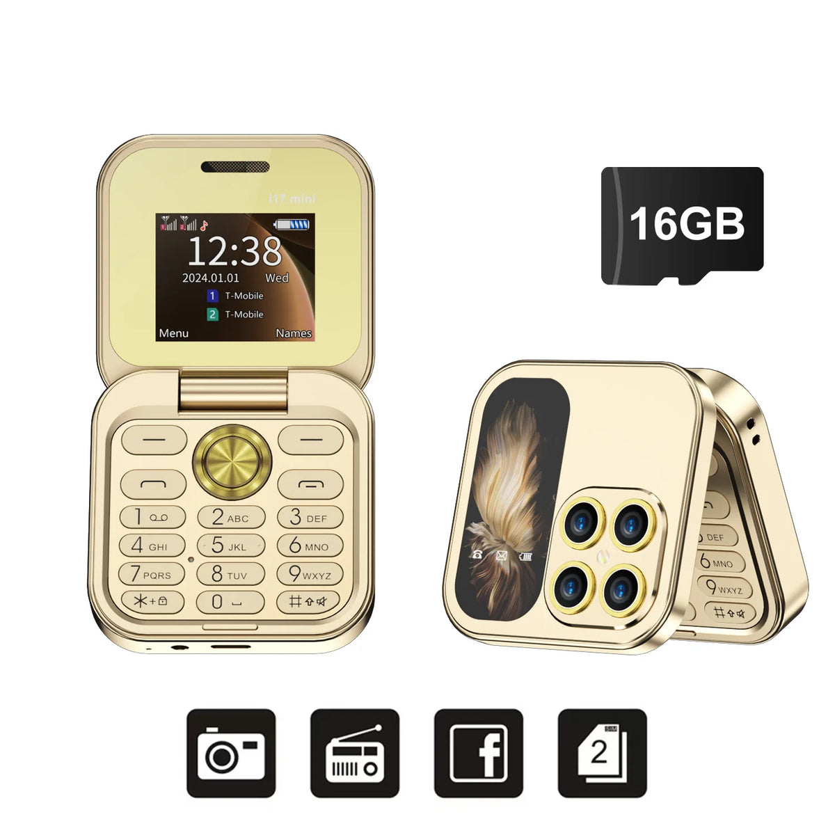 SERVO I17 Mini Dual SIM Card Flip Mobile Phone 2G GSM Magic Voice FM Radio Speed Dial Video Player Flashlight Foldable Cellphone