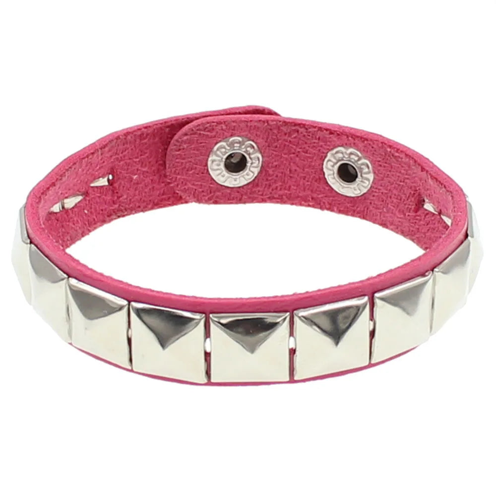 Punk Hip-hop Single Row Square Rivet Bangles Fashion Rock Opening Adjustable Couple Wristband for Women Men Jewelry Accessories