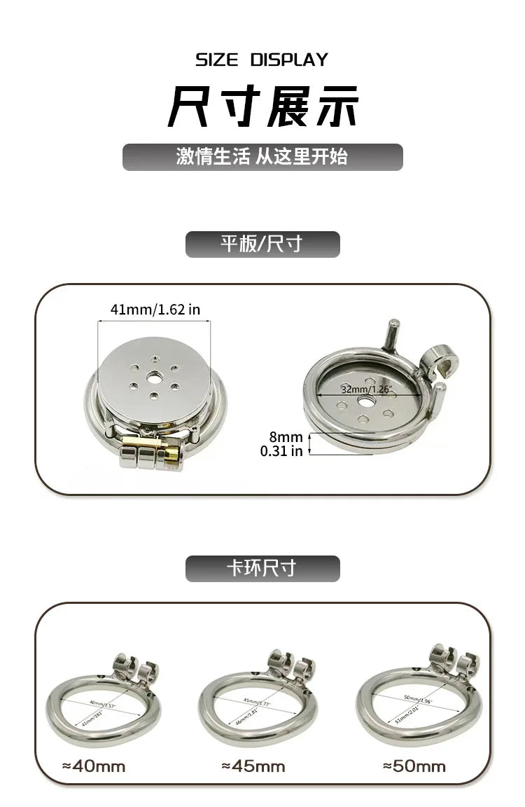 Stainless Steel Male Chastity Device Flat Plate Metal Chastity Lock for Adult Men SM Products Erotic Urethral Lock Sex