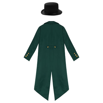Kids Boys Vintage Steampunk Tailcoat Jacket Halloween Costume Gothic Medieval Clothes Court Uniform Magician Ringmaster Cosplay
