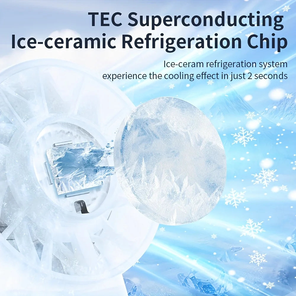 Portable Mini Fan Handheld Fan Ice Compress LED Display Ice Face 100 Wind Speeds 5200mAh USB Rechargeable Battery Fan