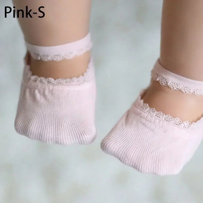 Baby Socks Newborn Socks Summer Lace Baby Socks Solid Color Princess Baby Girl Socks Infant Anti-slip Socks With Rubber Soles