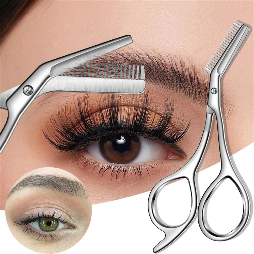1Pc Stainless Steel Eyebrow Trimmer Scissors Precision Grooming Tool for Men & Women Effortless Knife Hair Removal Shaver Tool