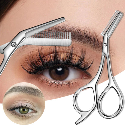 1Pc Stainless Steel Eyebrow Trimmer Scissors Precision Grooming Tool for Men & Women Effortless Knife Hair Removal Shaver Tool