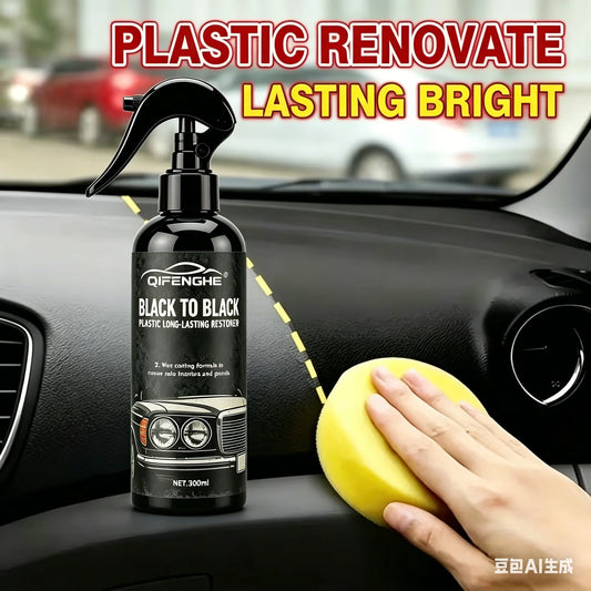 Plastic Parts Black Restorer BLACK TO BLACK Long-Lasting Wax Coating Car Interior Dashboard &  Refurbish Cleaner