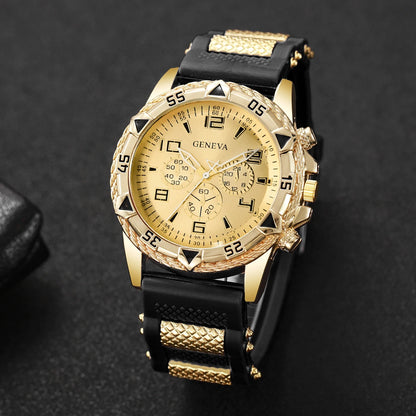 Luxury Arabic Dial Men Business Quartz Watch Fashion Silicone Strap Wristwatch For Man Clock Reloj Hombre (Without Box)