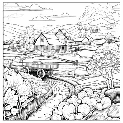 Quiet Countryside Coloring Book 20 Page House Landscape Adult Picture Book Kill Time Relaxing Art  Doodle Painting Drawing