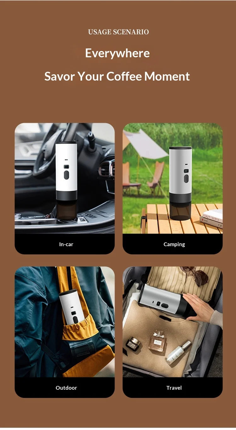 New Upgraded Version Outdoor Wireless Portable Espresso Machine Car Electric Heating Capsule Coffee Machine Suitable for Home