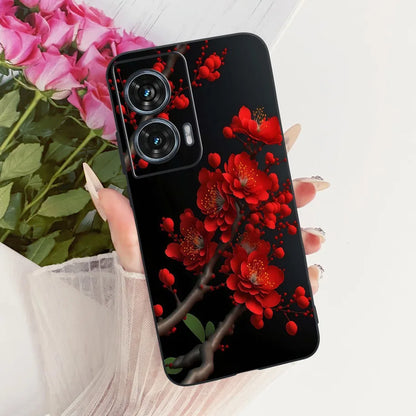 Case For Motorola Edge 50 Fusion Cover XT2429-1 Popular Flower Soft Black Silicone Phone Cases For Motorola G96 5G MotoG96 Funda