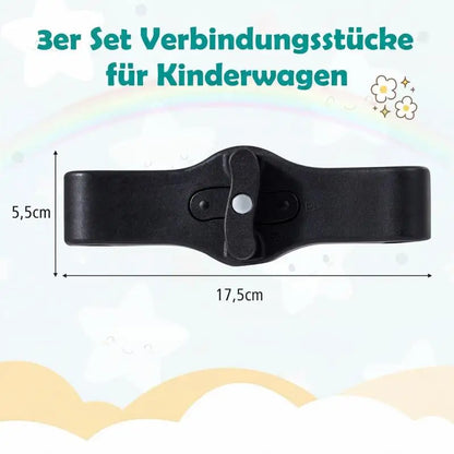 Foldable stroller with rain cover, adjustable backrest and canopy + connectors, grey