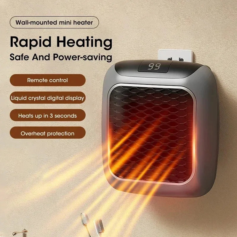 500W Electric Heater Wall-mounted Warm Air Blower Mini Hot Air Blower Plug-in Radiator With Remote Control Electric Hot Fan