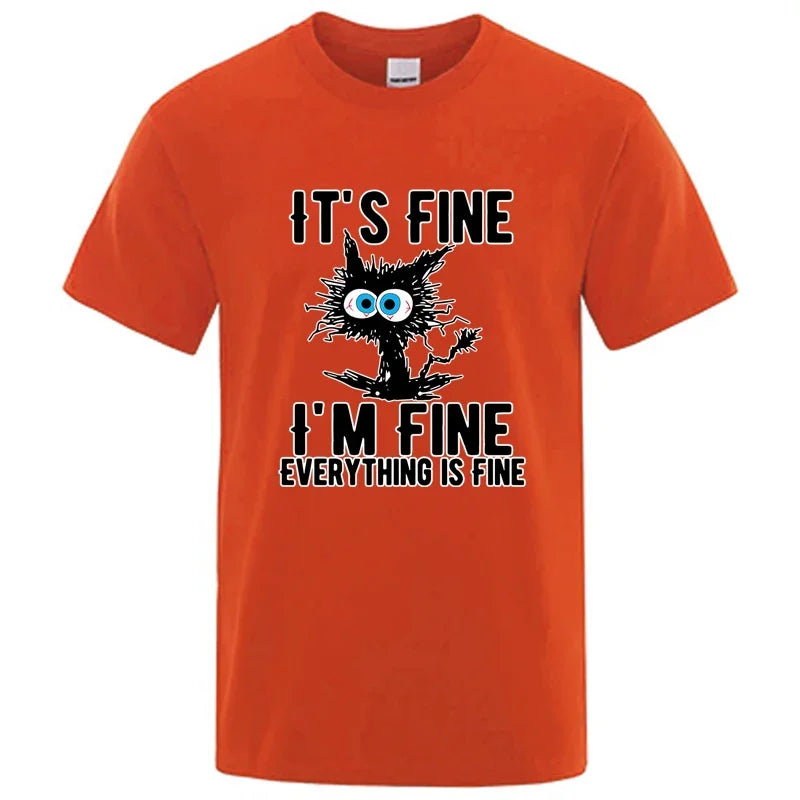 Men's High Quality T-shirt Cotton Blend Funny Cool Cat Printed T-shirt Casual Men Short Sleeve T-shirt for Men T-Shirt Male Top