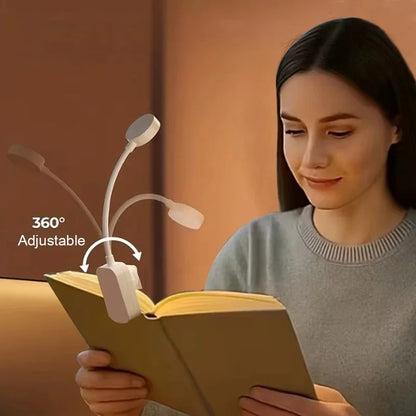 USB Reading Light, 3 Color Modes Adjustable Eye Protection LED Book Light for Bedside, Portable Office Study Night Lamp,