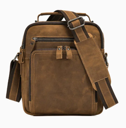 Men's Vintage Wild Horse Leather Single-Shoulder Bag Casual Large-Capacity Crossbody Backpack High-End Genuine Leather