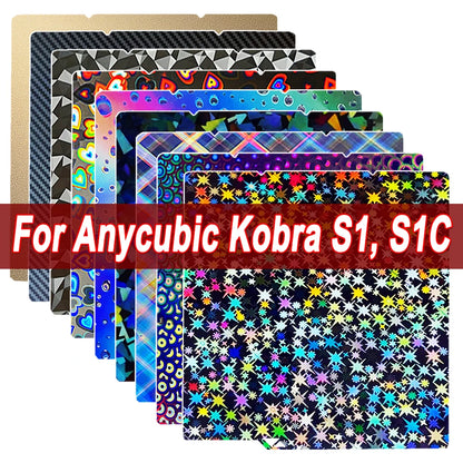 For Anycubic Kobra X, S1 S1C Build Plate Double Sided PEO PET PEY PEI Sheet Spring Steel Sheet for Anycubic Kobra S1 Combo Bed