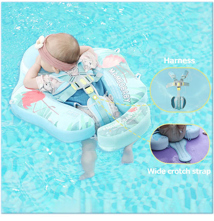 Mambobaby Gentle Skin-Safe Flamingo Air-Free Chest Float with Flat Canopy B503-143-W-Z Baby Swimming Ring Infant Water Circle