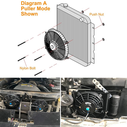 Universal 7/9/10/12/14/16 Inches 12V 80W 2100RPM Car Air Conditioning Electronic Radiator Cooling Fan Blade Electric Cool Kit