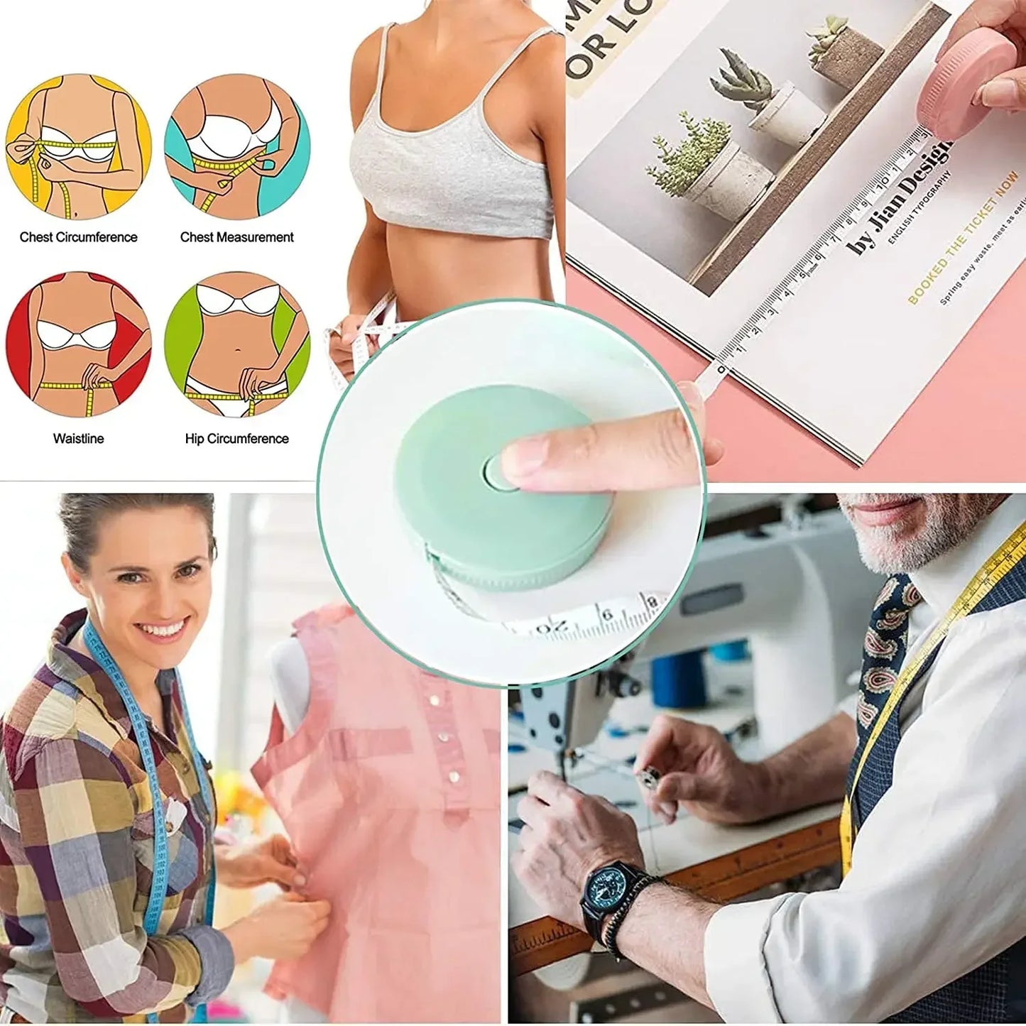 1.5m Portable Double Scale Tape Measure Multi-functional Soft Ruler for Weight Loss Medical Body Measurement Sewing Tailor Craft