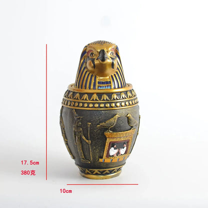 Egyptian Canopic Jar Pet Memorial Urn Anubis Decor Ceramic Ash Keeper Home Art Sculpture Handmade Funeral Keepsake
