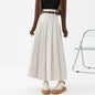 2026 New Women's Pleated Maxi Skirts Autumn High Waisted Zipper Jk Long Skirt Woman Elegant Loose Design Big Swing A-Line Skirts