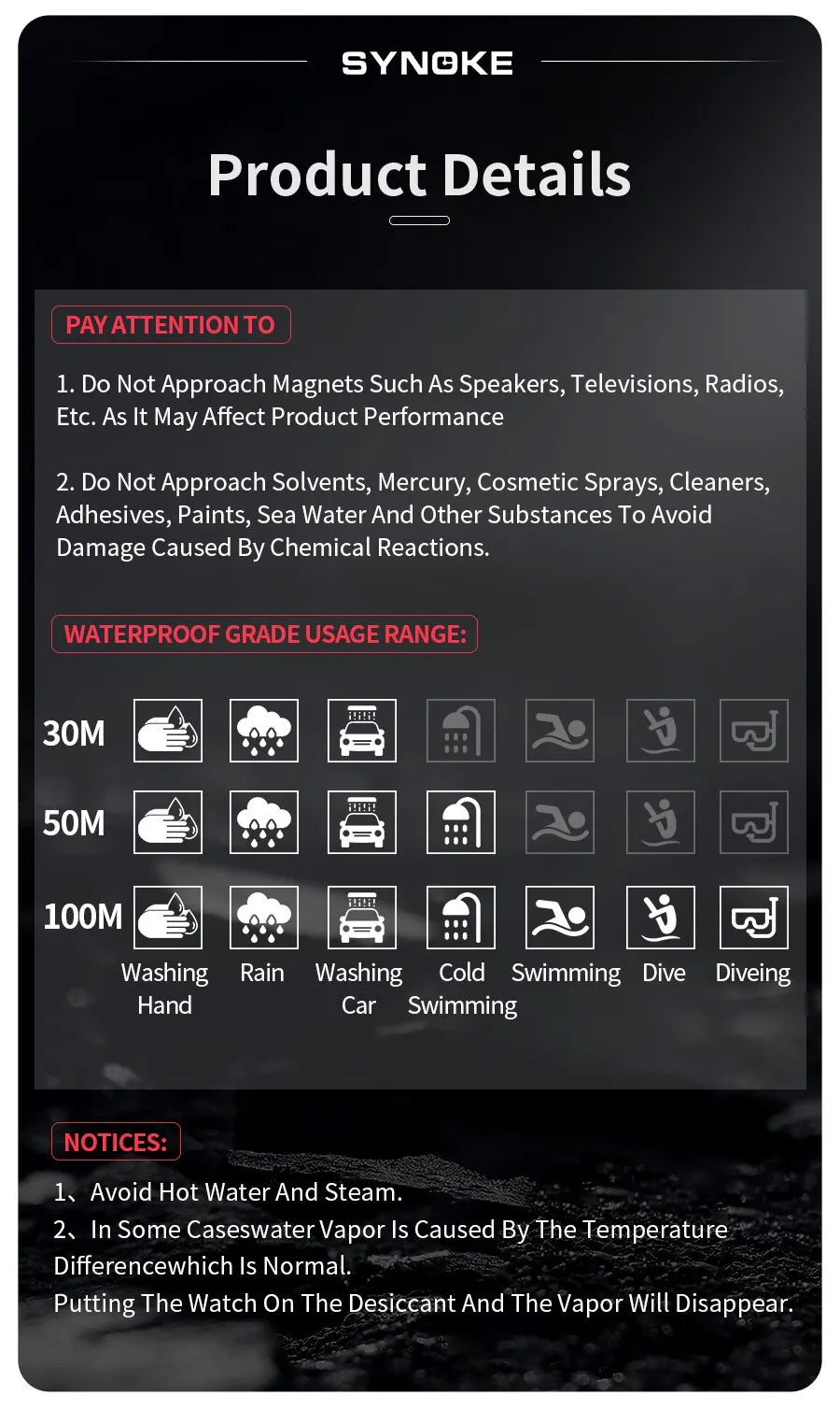 SYNOKE Men Digital Watch Sports Watches Timing Function Alarm Clock Waterproof 50M Digital Watch Military Clock Large Screen